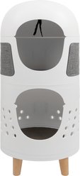 allforpaws 2 Storey All In One Castle Cat House, White/Gray, 36.6 x 18.5 x 13.8-in