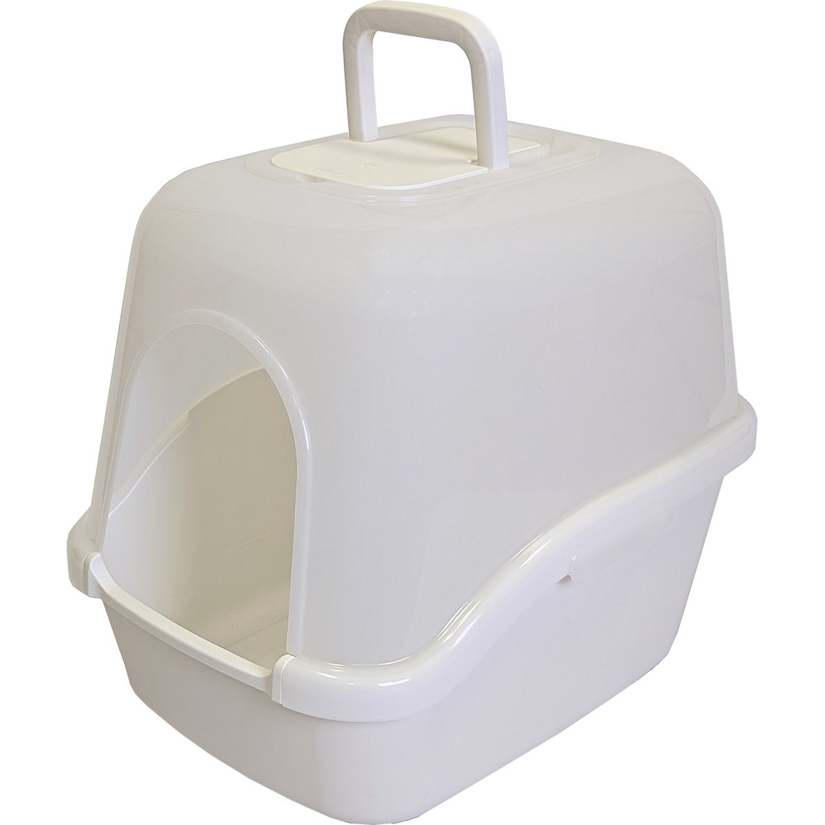 Richell Paw Trax Hooded Cat Litter Box, 20 x 16 x 17-in, White