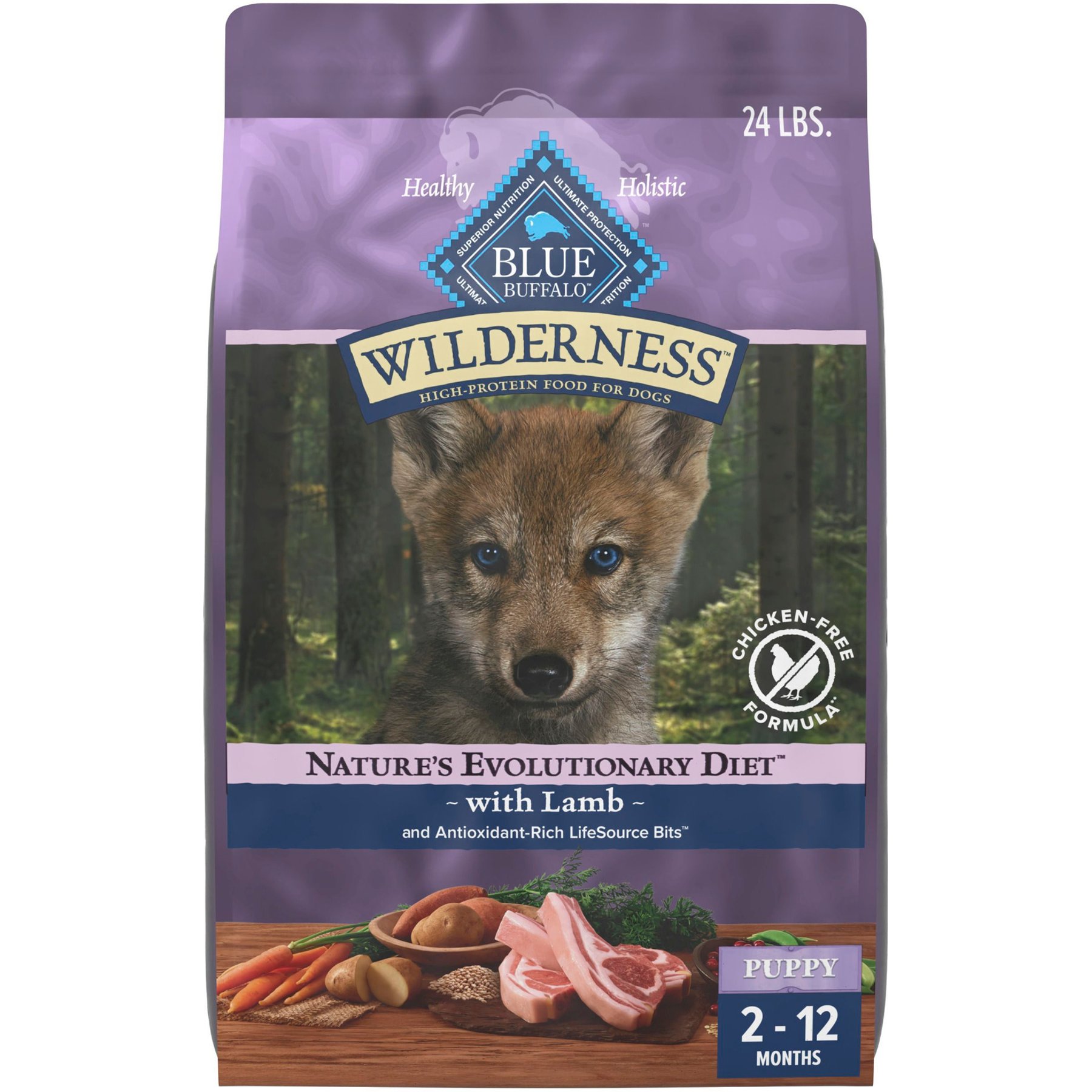 Blue Buffalo Wilderness 37-g Protein Lamb Meat Rich Natural Puppy Dry Dog Food, 24-lb bag