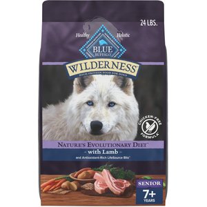 Blue Buffalo Wilderness 31-g Protein Lamb Meat Rich Natural Dry Senior Dog Food, 24-lb bag