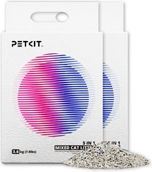 PETKIT 5 in 1 Mixed Flushable Unscented Clumping Tofu Cat Litter, 7.9-lb bag, case of 2