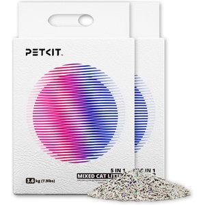PETKIT 5 in 1 Mixed Flushable Unscented Clumping Tofu Cat Litter, 7.89-lb bag, case of 2