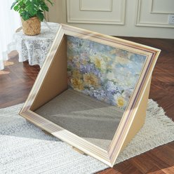 Fairela Oil Painting Floral Art Cardboard 17-in Cat Scratcher, Purple