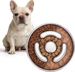 Invenho Non-skid Stainless Steel Dog Bowl, Grey, Medium: 2-cup