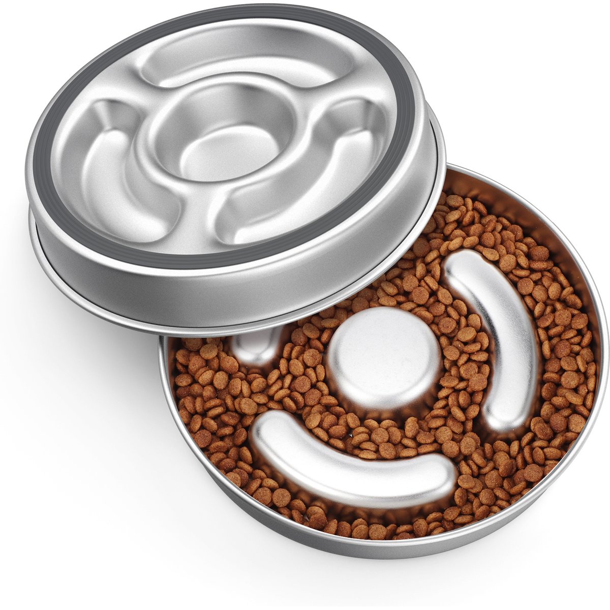 JOEJOY Stainless Steel Non-Skid Bloat Stop Slow Feeder Dog Bowl, Medium: 2-cup