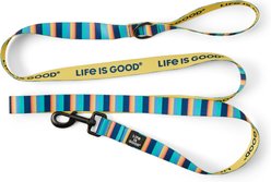 LIFE IS GOOD Stripey Rocket Dog Leash, Multicolor, 6-ft long, 1-in wide