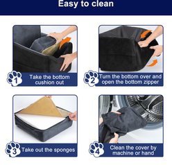 Invenho 5-in Elevated Dog & Cat Car Booster Seat with Reversible Cushion, Black/Gray, Medium slide 2 of 7