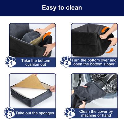 Show full view: Invenho 5-in Elevated Dog & Cat Car Booster Seat with Reversible Cushion, Black/Gray, Medium slide 6 of 7