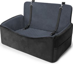 Invenho Reversible Dog Car Booster Seat with Safety Strap & Storage Pockets, Gray, Large