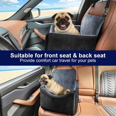 Show full view: Invenho 5-in Elevated Dog & Cat Car Booster Seat with Reversible Cushion, Black/Gray, Medium slide 2 of 7
