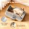 Show in main carousel: Mutrelenx Semi Enclosed High Sided Stainless Steel Cat Litter Box with Scoop, X-Large, 2 count, Light Grey slide 4 of 7