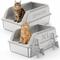 Show in main carousel: Mutrelenx Semi Enclosed High Sided Stainless Steel Cat Litter Box with Scoop, X-Large, 2 count, Light Grey slide 1 of 7