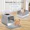 Show in main carousel: Aphyxen High Sided Covered Stainless Steel Cat Litter Box with Lid & Mat, XX-Large: 27.5 x 19.7 x 19.3-in, Grey slide 8 of 8