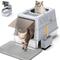 Show in main carousel: Aphyxen High Sided Covered Stainless Steel Cat Litter Box with Lid & Mat, XX-Large: 27.5 x 19.7 x 19.3-in, Grey slide 1 of 8