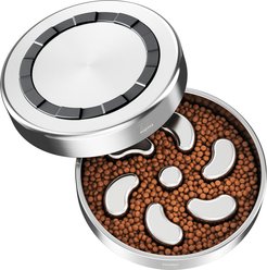 Feedoo Double-Wall Non-Skid Stainless Steel Slow Feeder Dog Bowl, Silver, Large: 3-cup