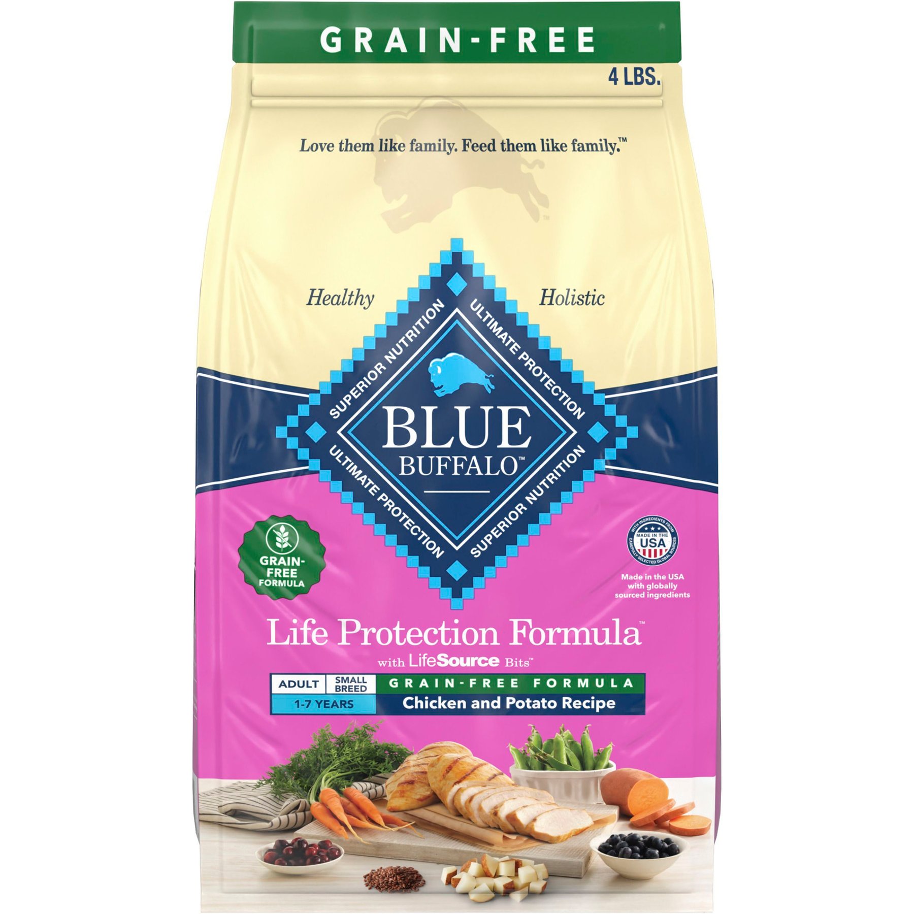 Blue Buffalo Life Protection Formula Natural Grain-Free Chicken & Potatoes Small Breed Dry Dog Food, 4-lb bag