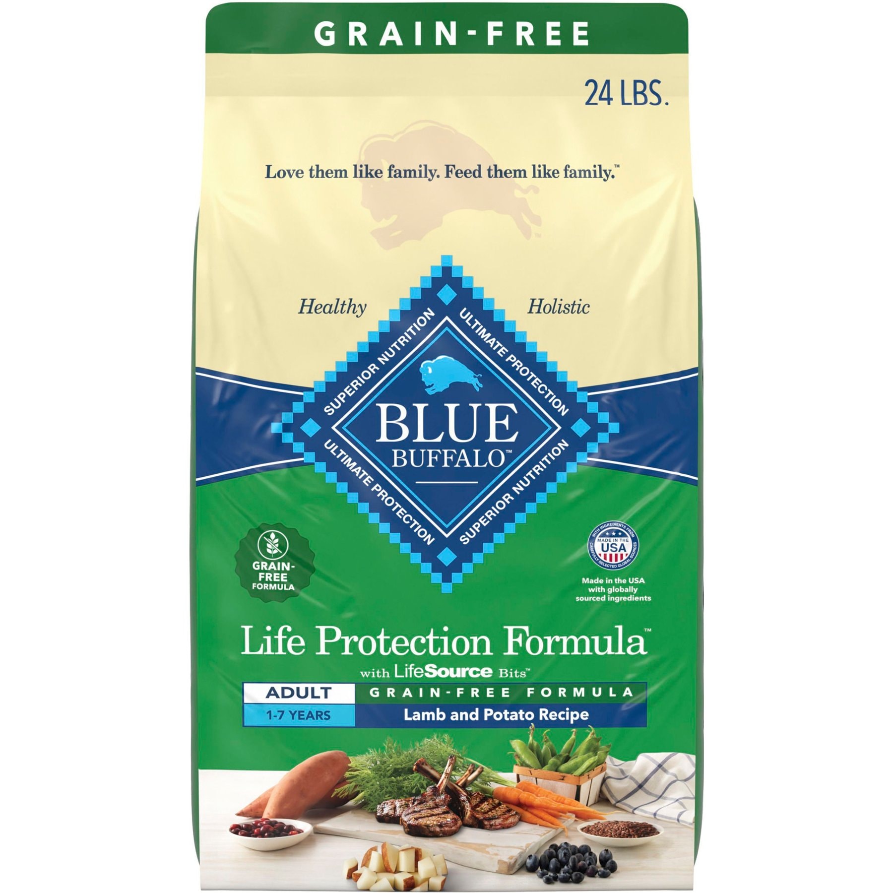 Blue Buffalo Life Protection Formula Natural Grain-Free Lamb & Potatoes Dry Dog Food, 24-lb bag
