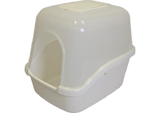 Show full view: Richell Paw Trax Hooded Cat Litter Box, 20 x 16 x 17-in, White slide 2 of 3