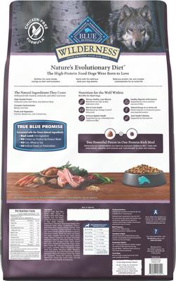 Show full view: Blue Buffalo Wilderness 38-g Protein Lamb Meat Rich Natural Adult Dry Dog Food, 24-lb bag slide 3 of 10