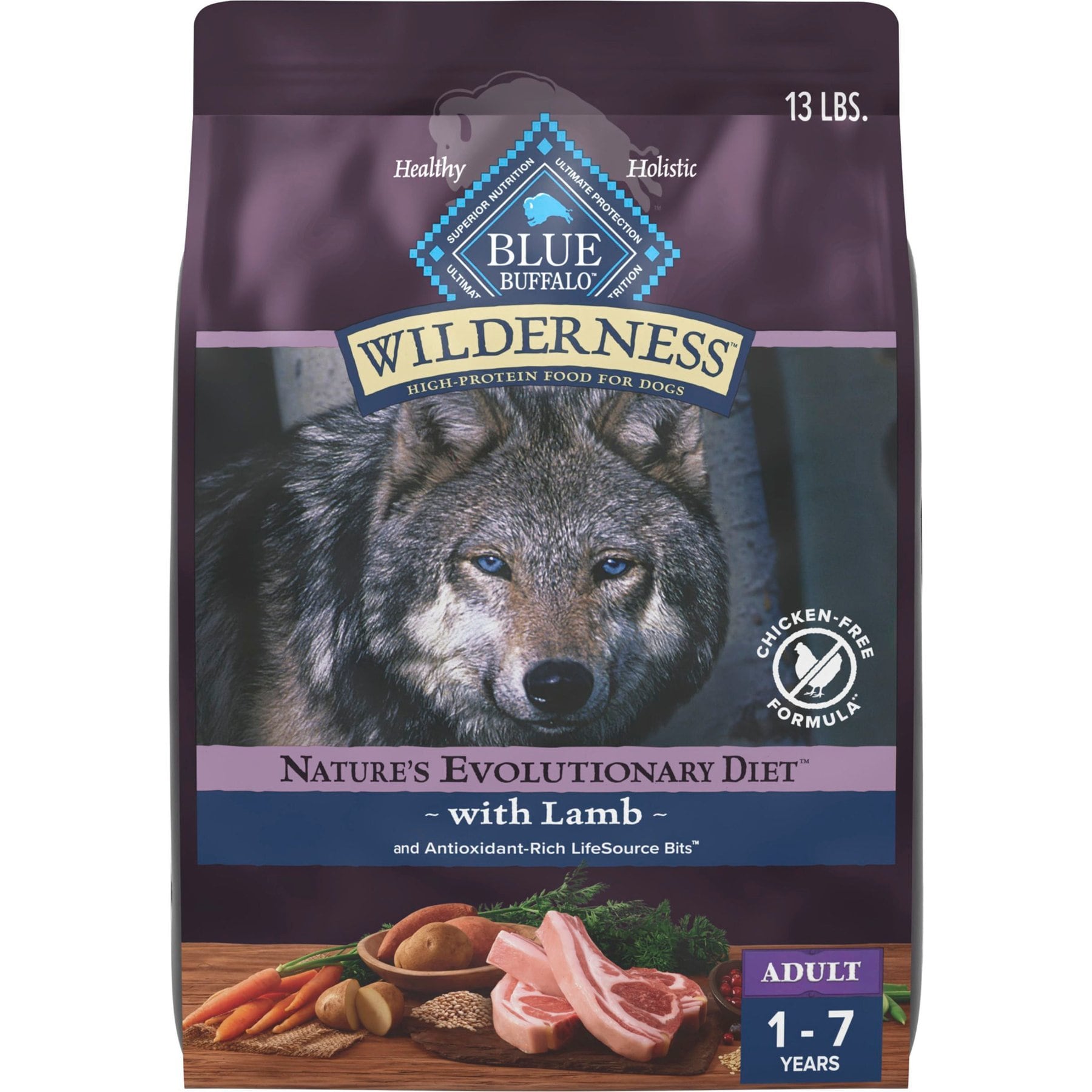 Blue Buffalo Wilderness 38-g Protein Lamb Meat Rich Natural Adult Dry Dog Food, 13-lb bag