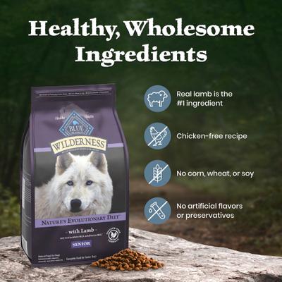 Show full view: Blue Buffalo Wilderness 31-g Protein Lamb Meat Rich Natural Dry Senior Dog Food, 24-lb bag slide 7 of 10