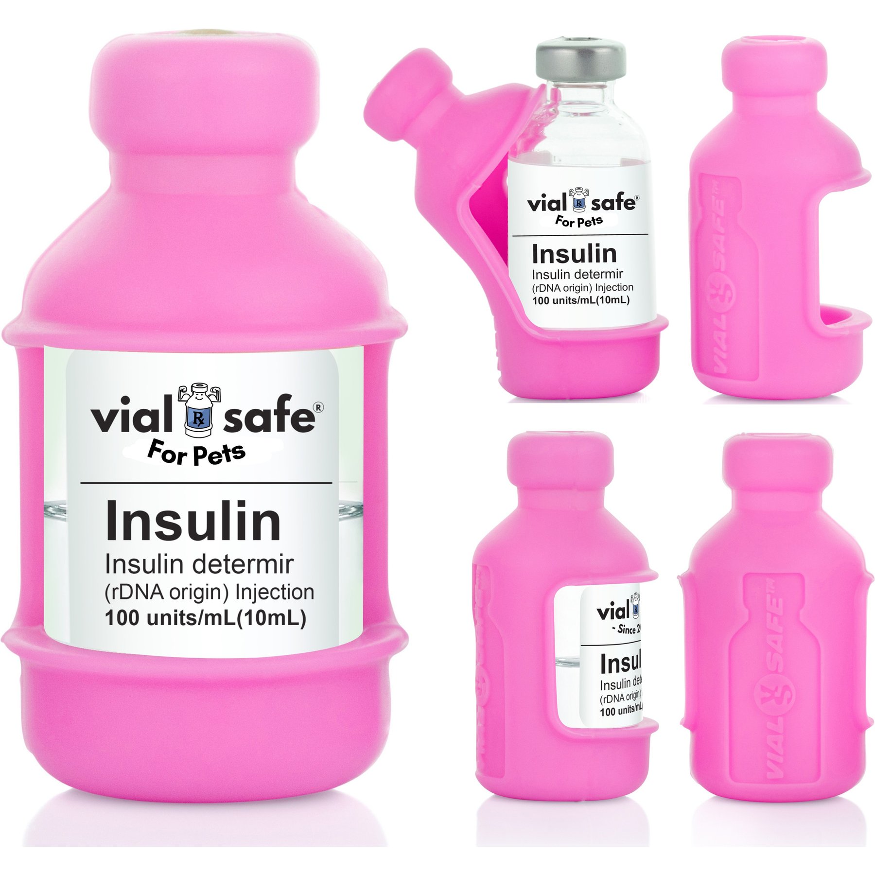 Vial Safe for Pets Insulin Vial Protector for Humulin & Novolin, Pink, 2 Pack