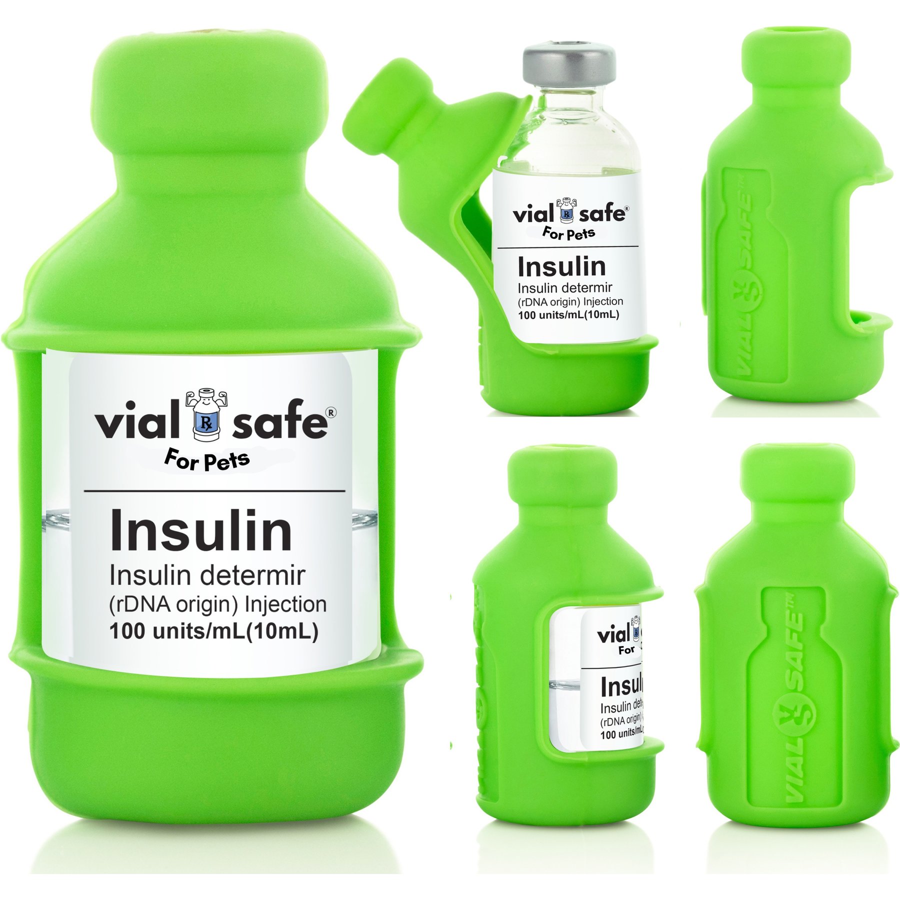 Vial Safe for Pets Insulin Vial Protector for Humulin & Novolin, Green, 2 Pack
