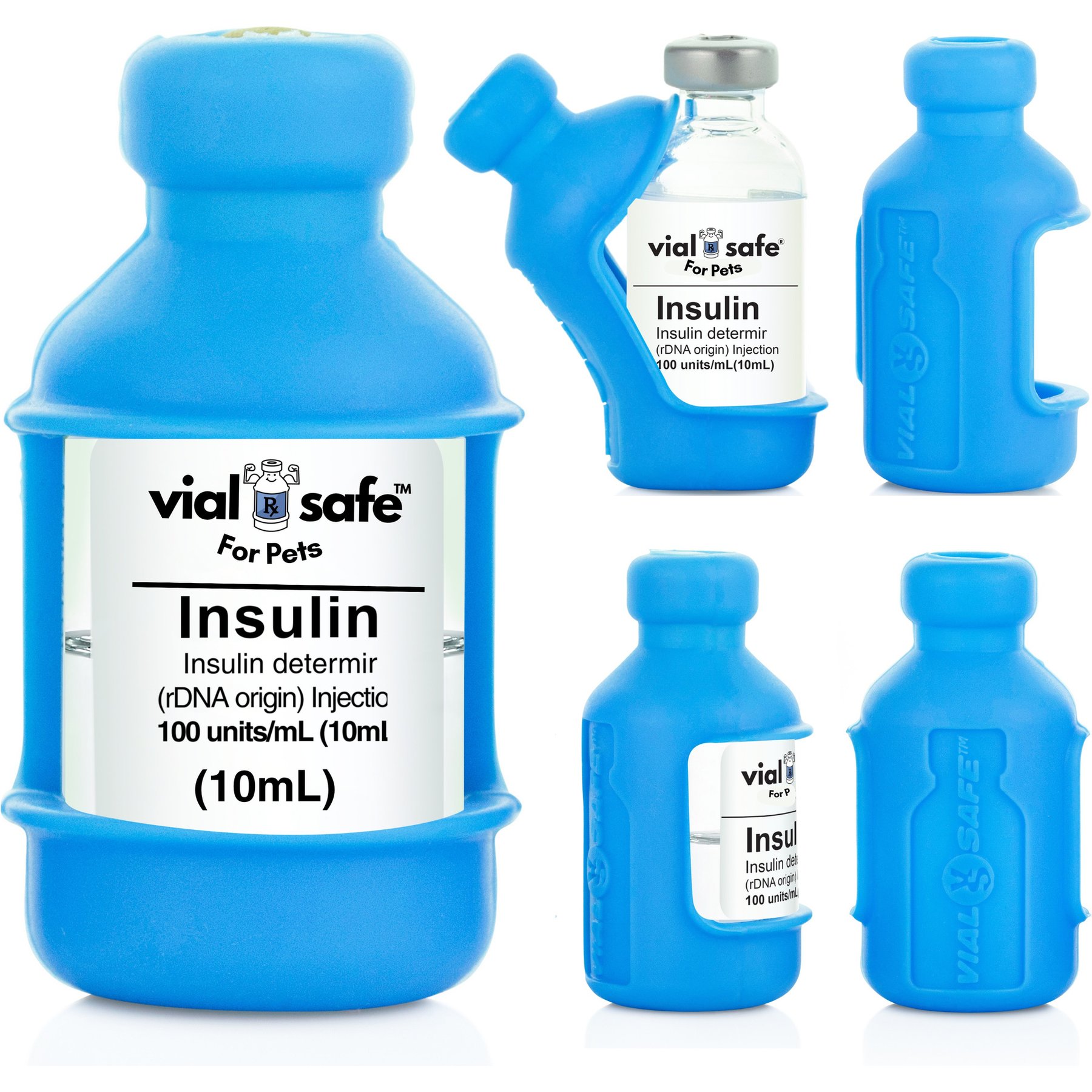 Vial Safe for Pets Insulin Vial Protector for Humulin & Novolin, Light Blue, 2 Pack