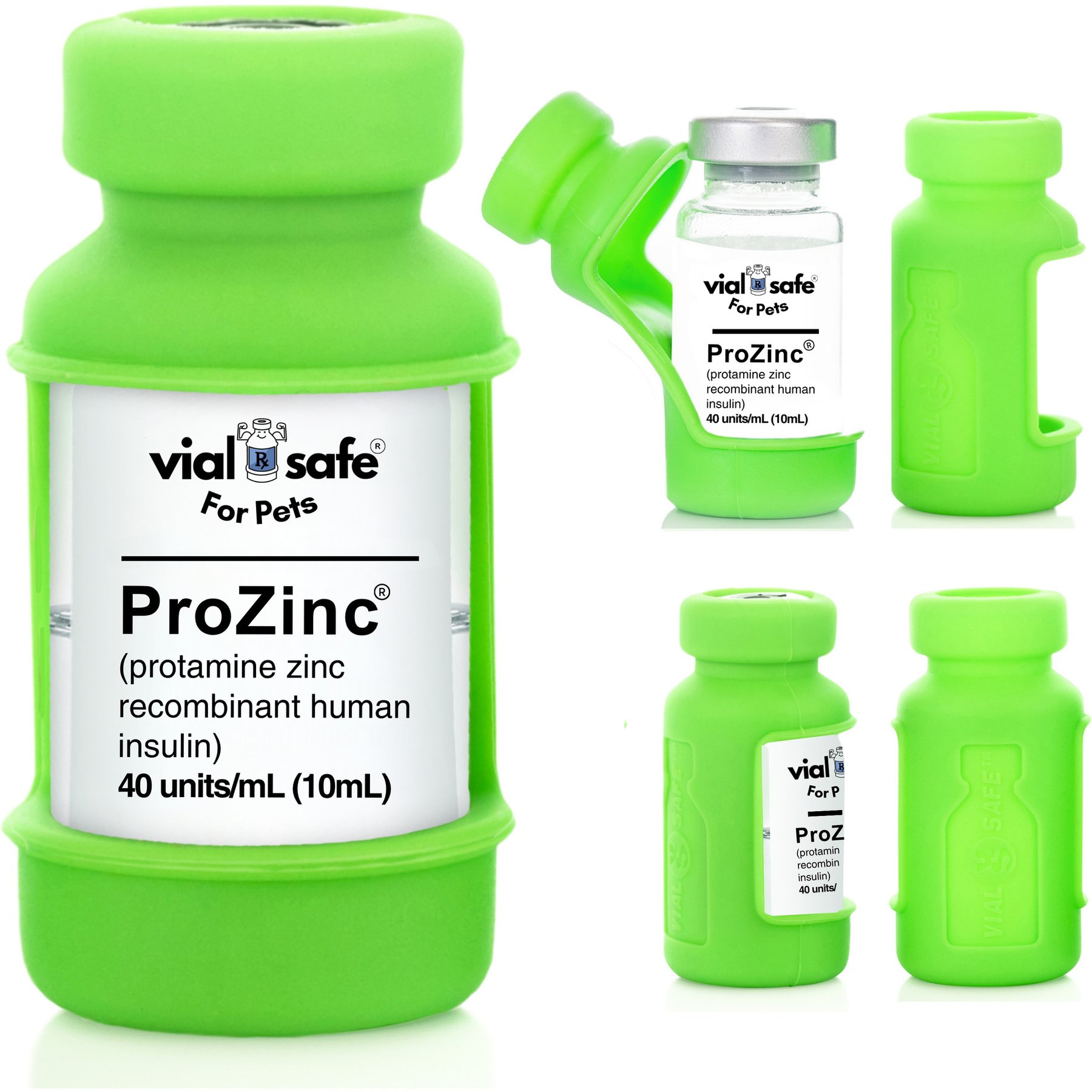 Insulin Vial Protector for Prozinc, Green, 10mL, 2 Pack