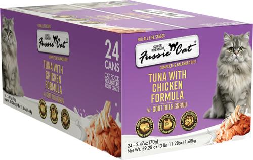 Fussie Cat Tuna with Chicken in Goats Milk Wet Cat Food, 2.47-oz can, case of 24