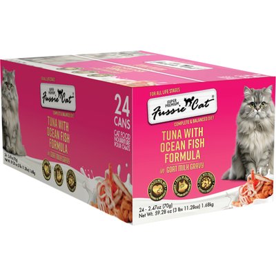 Fussie Cat Fussie Cat Tuna with Oceanfish in Goats Milk Wet Cat Food, 2.47-oz can, case of 24