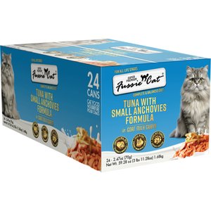 Fussie Cat Tuna with Small Anchovies in Goats Milk Wet Cat Food, 2.47-oz can, case of 24