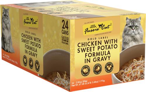 FUSSIE CAT Super Premium Chicken with Sweet Potato Formula in Gravy Canned  Cat Food, 2.82-oz, case of 24 - Chewy.com