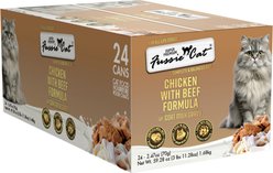 Fussie Cat Super Premium Chicken with Beef in Goat Milk Gravy Shredded Wet Cat Food, 2.47-oz can, case of 24