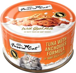 Fussie Cat Tuna with Anchovies in Goats Milk Wet Cat Food, 2.47-oz can, case of 24 slide 2 of 3