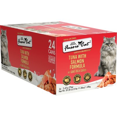 Fussie Cat Fussie Cat Tuna with Salmon in Goats Milk Wet Cat Food, 2.47-oz can, case of 24