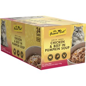 Fussie Cat Super Premium Chicken & Beef Formula in Pumpkin Soup Grain-Free Canned Cat Food, 2.8-oz, case of 24