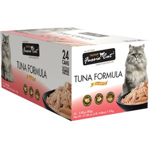 Fussie Cat Premium Tuna Formula in Aspic Grain-Free Canned Cat Food, 2.82-oz can, case of 24