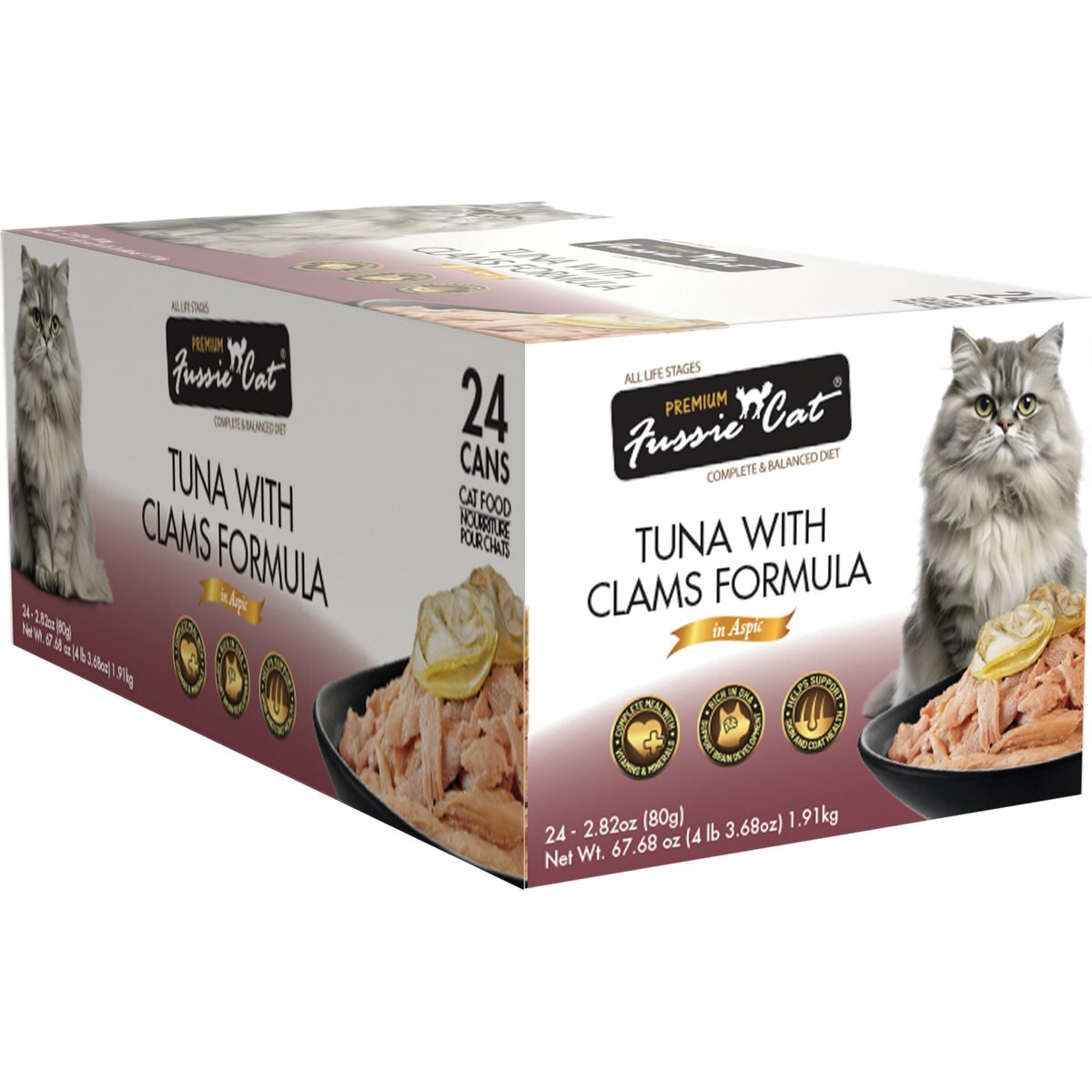 Fussie Cat Premium Tuna with Clams Canned Cat Food, 2.82-oz, 24 ct
