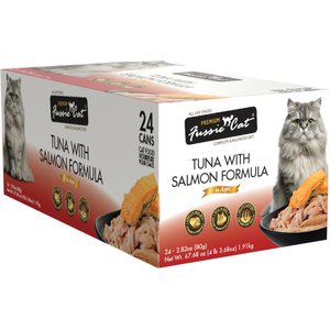 Fussie Cat Premium Tuna with Salmon Formula in Aspic Grain-Free Canned Cat Food, 2.82-oz, case of 24