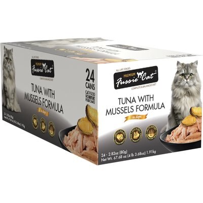 Fussie Cat Fussie Cat Premium Tuna with Mussels in Aspic Cat Food, 2.82-oz, 24 ct
