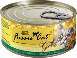 Fussie Cat Gold Chicken & Vegetables Formula in Gravy Grain-Free Wet Cat Food, 2.82-oz, case of 24 slide 2 of 7
