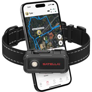 SATELLAI Go Smart GPS Dog Collar with Live Tracking & Health Monitoring, Carbon Black, Large