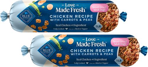 Blue Buffalo Love Made Fresh Chicken with Carrots & Peas Small Breed Fresh Refrigerated Dog Food, 1-lb roll, bundle of 12