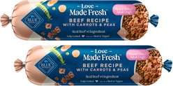 Blue Buffalo Love Made Fresh Beef with Carrots & Peas Small Breed Fresh Dog Food, 1-lb roll, bundle of 12