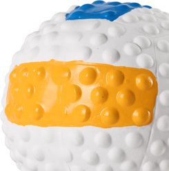 Critta Fitta Latex Squeaky Volleyball Dog Toy, White/Blue/Yellow, 3 x 3 x 3-in slide 2 of 8