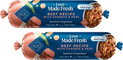 Blue Buffalo Love Made Fresh Beef with Carrots & Peas Fresh Dog Food, 1-lb roll, bundle of 12
