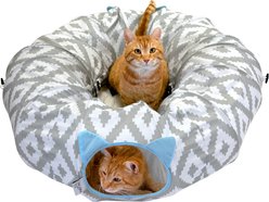 Kitty City Tunnel Cat Bed, Medium, White & Gray