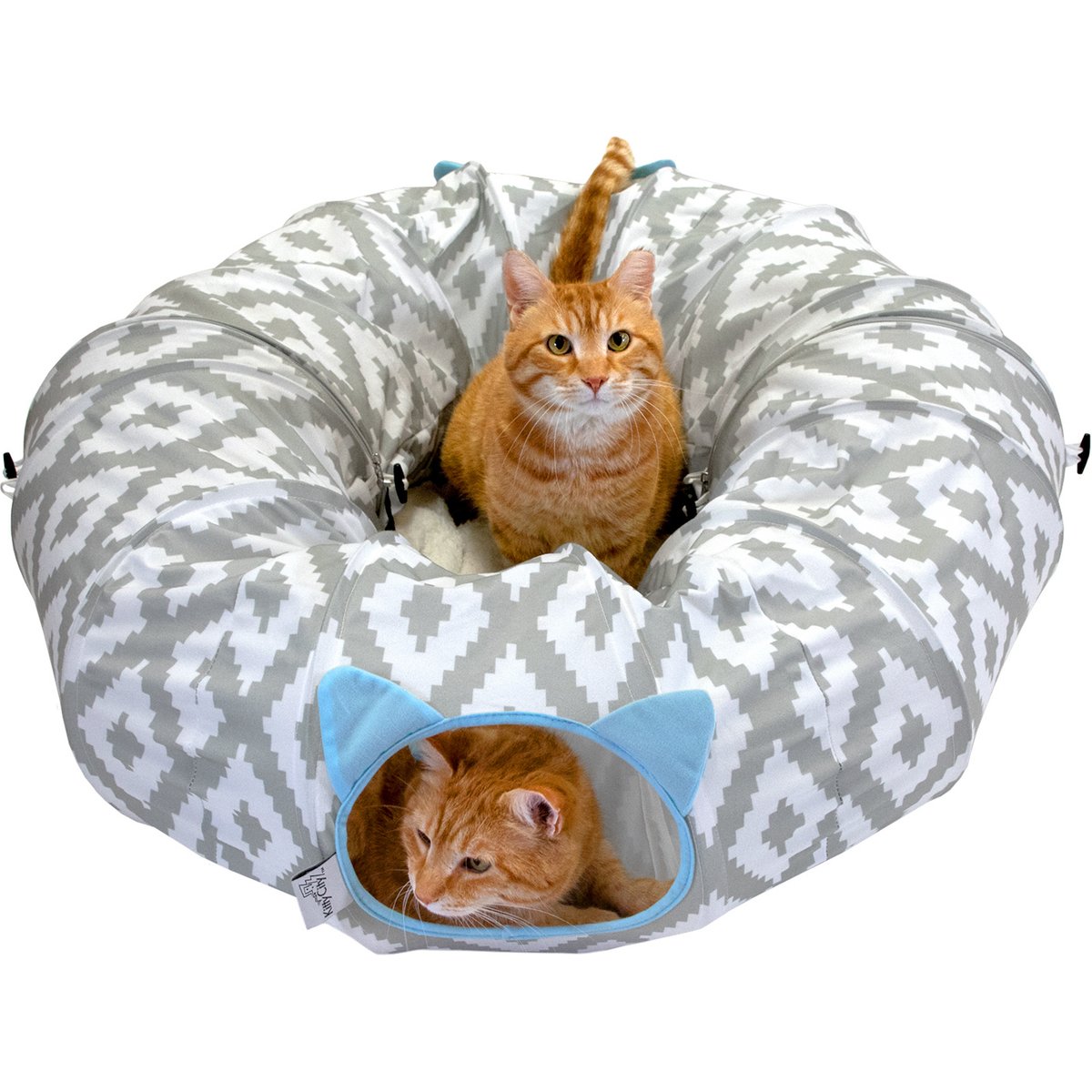Kitty City Tunnel Cat Bed, Medium, White & Gray