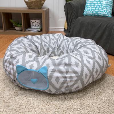 Show full view: Kitty City Tunnel Cat Bed, Medium, White & Gray slide 9 of 12